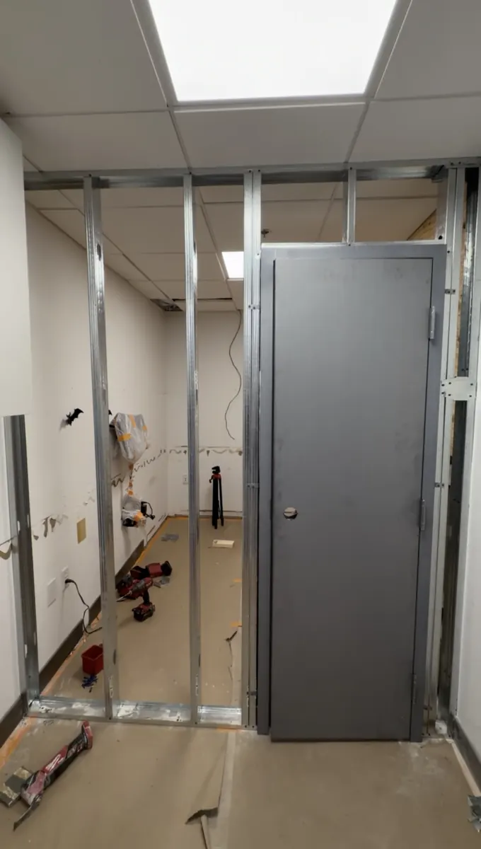 After: Commercial door framing and installation