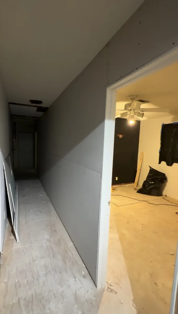 After: Drywall partition installation