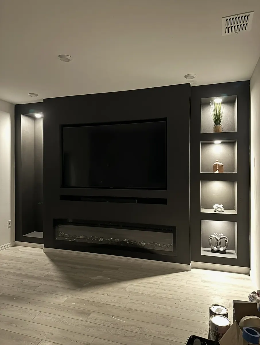 After: Custom media wall and fireplace