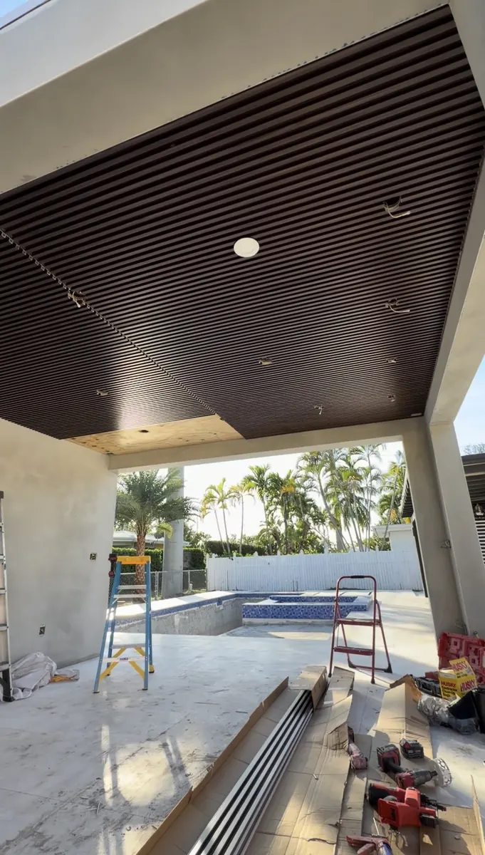 After: Outdoor slat ceiling installation