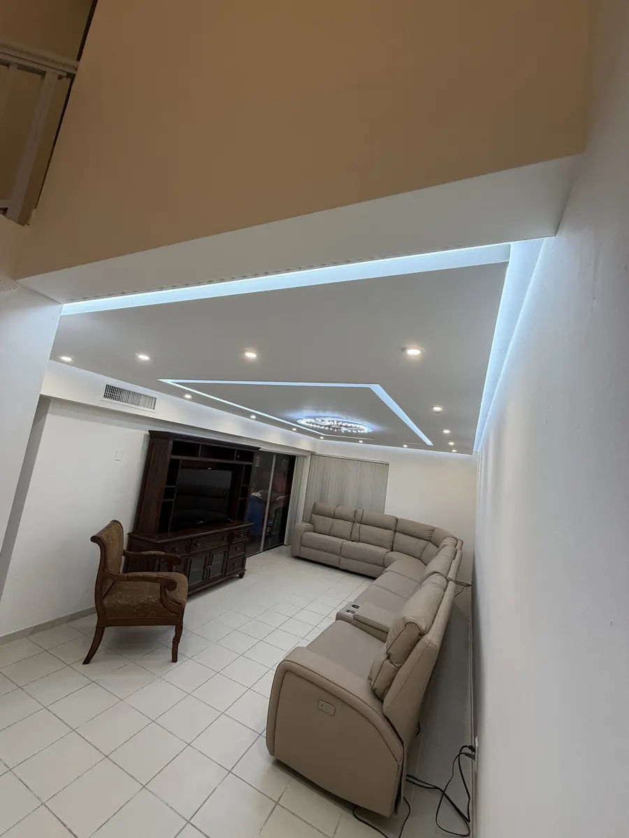 After: Recessed ceiling and integrated lighting